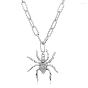 Hänge halsband guld silver färg stor spindel choker örhängen set halloween skräck fest charm smycken för kvinnor