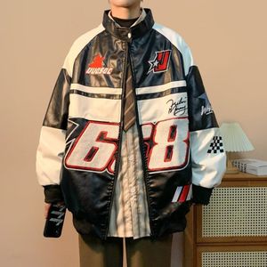 Kadın ceketleri yiciya ceket bombardıman uçağı kadın dış giyim pu deri y2k vintage varsity racing amerikan büyük boy beyzbol ceket tasarımı 230908