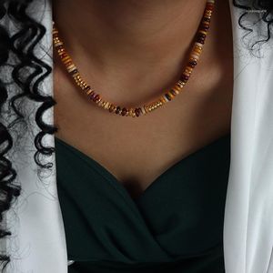 Collana girocollo in pietra naturale vintage fatta a mano con perline colorate, per collane da donna, gioielli di moda