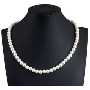 Novo simples 4/6/8/10/12mm imitação de pérola colares vintage gargantilha colar para mulheres casamento amor moda jóias atacado