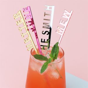 Other Event Party Supplies 50pcs Personalized Name Swizzle Sticks Acrylic Table Place Cards Custom Cocktail Drink Stirrer Wedding Baby Shower Party Decor 230907