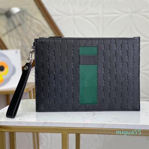Pochette da uomo di lusso portamonete di alta qualità ultra-sottile marchio in rilievo borse da polso tessitura design a strisce grande capacità in pelle1821