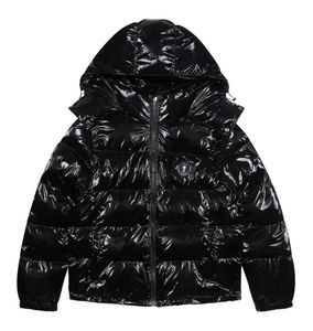 Мужские пуховые парки ТОП-пальто Trapstar Мужчины Женщины Блестящая черная куртка Irongate с вышивкой Съемный капюшон Зимняя куртка высокого качества x0908