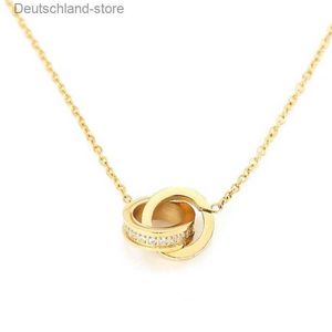 Pendant Necklaces Fashion Classic Design Love screw cap Necklace for men women double Loop ring full diamond pendant Jewelry Collares Collier octagonal Q230908