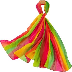 Schals Damen-Schal mit Farbverlauf, Regenbogenfarben, großer Seidenimitat-Schal, Reise-Strandschal, Chiffon-SchalLF2030908