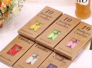 10 أجهزة كمبيوتر حزمة شمعة تفضل شمعة البراغي شمعة ملونة Kraft Paper Box Candle Candle Valentines Day Romantan