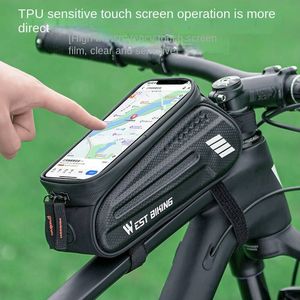 Panniers sacos saco de bicicleta caso do telefone touchscreen quadro frente tubo superior ciclismo à prova dwaterproof água 7 em mtb pacote acessórios da bicicleta 230907