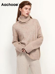 Maglioni da donna Aachoae Autunno Inverno Donna Dolcevita lavorato a maglia Maglioni di lana Casual Basic Pullover Maglione Pipistrello Manica lunga Top larghi 230907