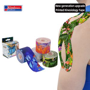 Elbow Knee Pads Kindmax Digital Printing Kinesiology Tape Elastic Adhesive Kinesiologica Kinesio For Sport Support Bandages Dropship 230907
