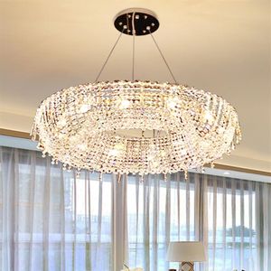 American Crystal Chandeliers 빛나는 고급 LED 현대 샹들리에 조명 경기 엘 샵 레스토랑 팔러 로비 라운지 교수형 332G