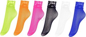 Sexy Socks 6 Pairs Vintage Lace Women Socks Streetwear Party Dress Socks Elegant Ladies Hollow Out Sexy Ankle Short Fishnet Sock P230907