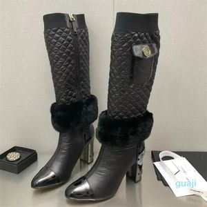 designer luxury women Electric boots sexy Color matching leather headband logo Boots lady Autumn winter Match with various high heel Shoe