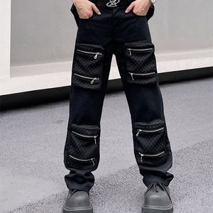 メンズジーンズ2023 Y2Kファッションマルチポケットホワイトバギーカーゴパンツメンズストリートウェア服