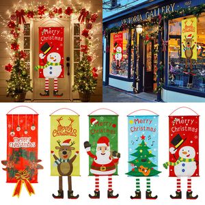 Julekorationer Santa Claus Snowman Banner Merry Decoration for Home Xmas Gifts Door Decor Navidad Happy Year 2024 230907