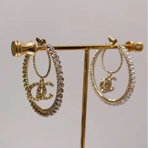 Luxury Hoop Earrings Brand Letter Diamond Earrings Designer Women Jewelry Accessories Wedding Gift