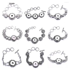 Bangle 8pcs metalowe guziki Bransoletka Brzechałki DIY 18 mm Buttons Bransoletce Watche Bracelets dla kobiet snap biżuterii