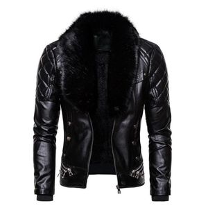 Men's Leather Faux 2023 Punk Wind Men PU Jacket Solid Color Fur Collar Removable Rivet Leisure Retro Style Male Coat Outwear S2XL 230908