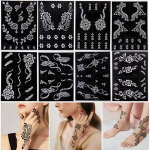 Annan permanent sminkförsörjning 8 Sheet Airbrush Henna Tattoo Stencils Set for Hand Body Art målning Temporär klistermärke 24 17 cm 230907