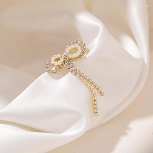 Dangle Earrings Pearl For Women Korean Fashion Bowknot Rhinestone Woman Trendy Tide Jewelry Accessories Wholesale 2023