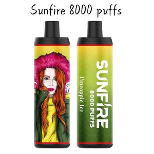 Sunfire 8000 Puffs Wysokiej jakości Puff 8000 Vaper Pen Morz Jednostki Vape Hurtowe Vape Elektroniczne papieros papieros Big Palenie OEM Vape 600 mAh Battery Type-C ładowarka Vape