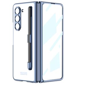 Cover trasparente rigida per Samsung Galaxy Z Fold 5 Custodia per penna con pellicola protettiva in vetro