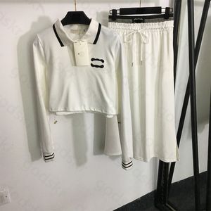 Trainingsanzug Frauen Sweatshirt Halb Rock Polo Neck Langarm Tops Hohe Taille Kleid Mode Marke Sport Set