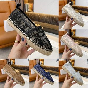 Designers Casual Shoes Women Shoes Espadrilles Spring and Fall Luxurys Ladies Flat Beach Half Slippers Fashion woman Fisherman Canvas Lace Shoes 03