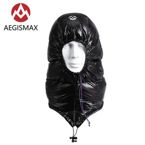 Aegismax Winter 800FP 거위 다운 모자 침낭 액세서리 남성 여성 야외 여행 캠핑 캡 후드 초 라이트 하이킹 324K