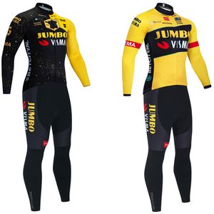 Vinter Jumbo Team Bike Jacket Bibbs Pants Passar Män kvinnor Ropa Clclismo 2024 Italia Thermal Fleece Cycling Maillot Jersey Clothing