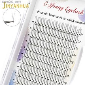 False Eyelashes E-young 2d Premade Lashes Volume Fans Short Stem C/D Curl 0.1mm Natural False Eyelashes Extensions Premade Fans Wholesale Makeup Q230908