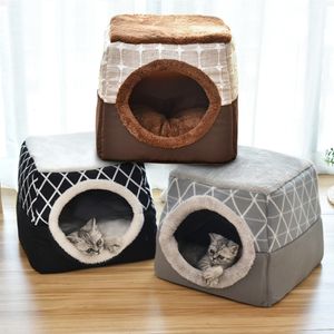 kennels pens Warm Pet Dog Cat Bed Soft Nest Dual Use Cat Sleeping Bed Pad Winter Warm Pet Cozy Beds Kennel For Small Dogs Cats Puppy 230908