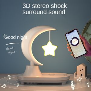 Portable Sers 3 In 1 Led Bedside Romantic Bluetooth Ser Colorful Night Light Phone Wireless Charging for IPhone Charger Stand 230908