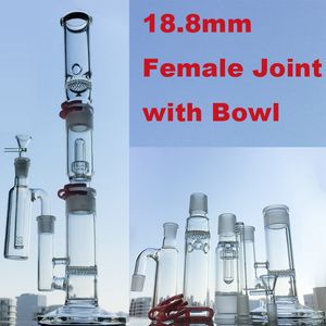 Plástico Keck Bongos de vidro 18mm Feminino Joint Hookahs 19 polegadas 3 câmaras Oil Dab Rigs cúpula chuveiro Tubulações de água Pitada de gelo com tigela Straight Perc WP522