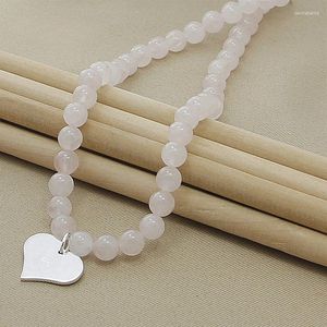 Pendanthalsband Suyixian 2023 Simple Pearl Necklace Women Silver 8mm Bride Bridesmaid Wedding Jewelry Colar N094
