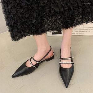 Sandals Summer Pointed Toe Women Sandal Shoes Fashion Shallow Slip On Low Heel Ladies Elegant Office Outdoor Slingback Mules