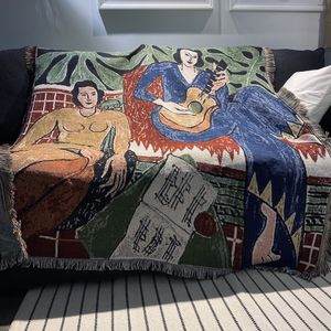 Filtar casual filtar mattan dekoration gitarr kvinna matisse matta soffa fritid matta enkel tapestry soffa filt kast filtar 230908