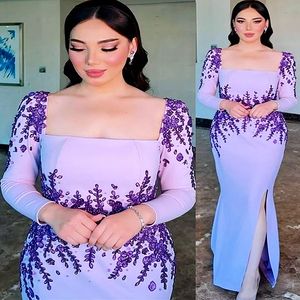 2023 Aso Ebi Arabic Mermaid Lilac Prom Dress Lace Beaded Sext Evening Formal Party Second Reception Birthday Engagement Bridesmaid Gowns Dresses Robe De Soiree ZJ3