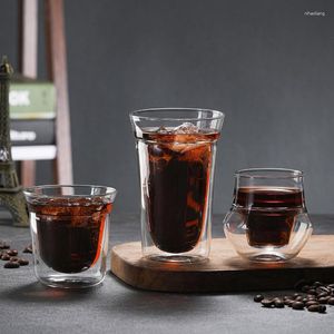 Bicchieri da vino Tazze da caffè in vetro a doppia parete Isolamento termico trasparente Borosilicato Tazza da tè Tazza da latte Accessori per bar caffetteria