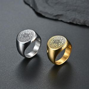 Bröllopsringar Nyckeln till Salomo rostfritt stål Seven Archangels Ring Amulet Male Jewelry250Z