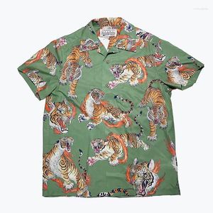 Men's Casual Shirts Full Tiger Printing Shirt Men Women Apricot Hawaiian