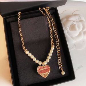 Designer jewelry necklace High Edition 23p Spring/summer New Pearl Peach Heart Gradient Necklace Women's Pink Double Sided