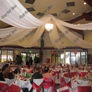 Party Decoration 10pcs lot White Luxury Wedding Ceiling Drape Roof Drapery 12m X 1 4m pc Many Colour AvailableParty242L