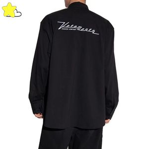 Camicie casual da uomo Vetements Qualità Bottoni larghi Manica lunga Uomo Donna 1 Camicia nera classica ricamata VTM Fashion Company 230907