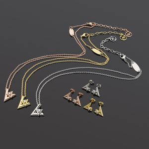 Novo projetado jóias de aço titânio v-letra com diamante 18k ouro pulseira feminina moda colar designer jóias lvn01