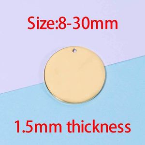 Ciondoli Fnixtar 20 Pz/lotto Dimensioni 8-30mm Lucido A Specchio Color Oro Pendenti Rotondi In Acciaio Inossidabile Che Timbrano Spazi Vuoti Per Fare Collana 230907