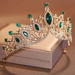 Wedding Hair Jewelry Itacazzo hiasan kepala pengantin wanita tiara ulang tahun mewah mahkota pesta berkilau c warna hijau 230907