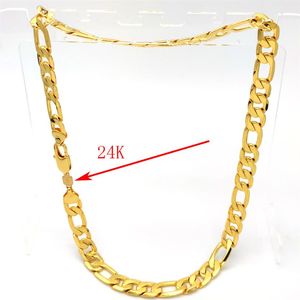 Heavy Men's XXL Chain 24 K Stamep Link Necklace Solid Fine Gold AUTHENTIC FINISH Figaro 12 mm Italian 24 Hallmarked299s