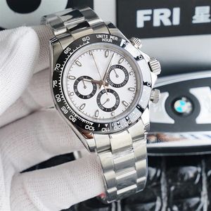 Automatic Chronograph Watches 40mm Rubber Straps White and Black Bezel Vintage Sports Mens Brand Watch 904L Auto-Movement Wristwat283S