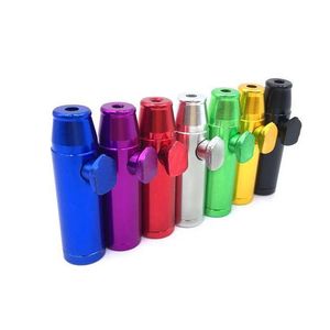 2.12inch Snuff Bullet Pipe Matt Finish Contain Aluminum Metal Snorter Smoking Pipes Portable Colorful Gift with ind