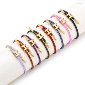 Bangle 2023 Fashion Double Braided Bracelets For Men And Women 3D Hard Gold With Rope Adjustable Anti-sweat